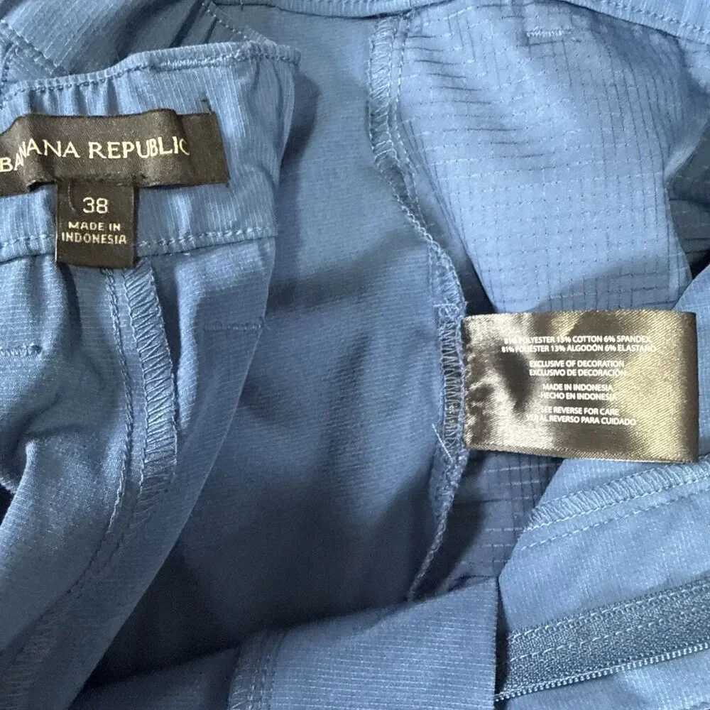 Banana Republic Mens Core Temp Shorts 38 Blue Performance Tech Chino Golf Resort